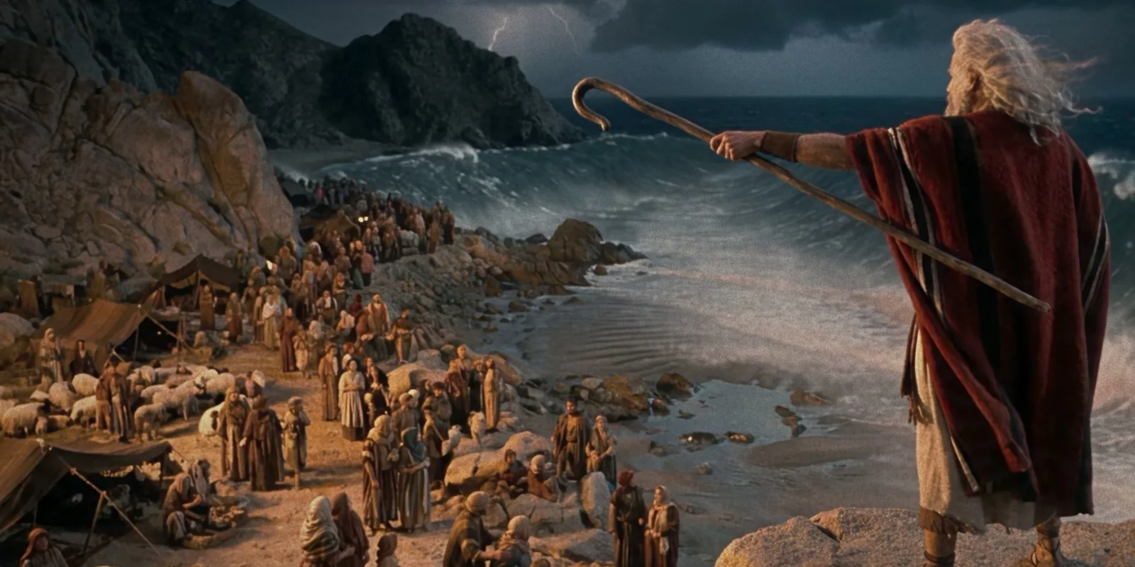 Moses at the Red Sea, a frame from the Bible movie